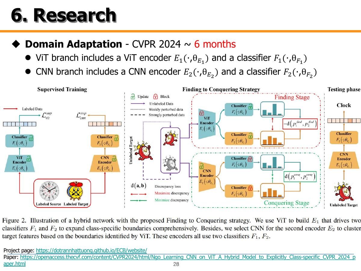Kiến trúc hybrid CNN và ViT cho domain adaptation